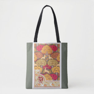 Tote Bag Art nouveau arbres d'automne cerf orange Vintage v