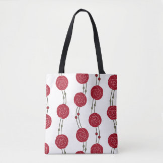 Tote Bag Art Nouveau Mackintosh Roses Rayures Rouge