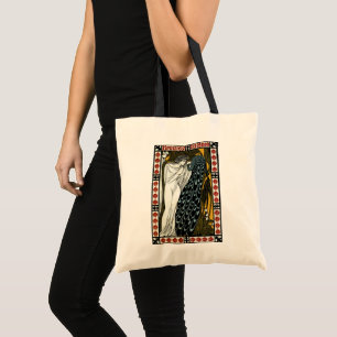 Tote Bag Art Nouveau Vintage Ce Baiser, Femme au Paon