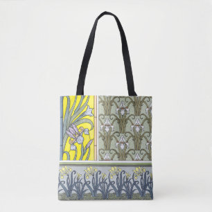 Tote Bag Art Nouveau vintage, fleurs d'iris de jardin