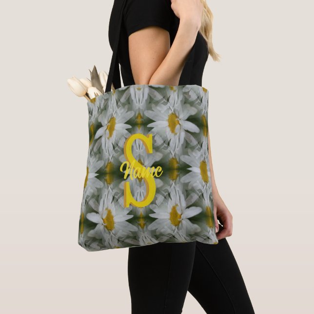Tote Bag Art personnalisé avec monogramme initial nom Daisy (De près)