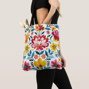 Tote Bag Art populaire mexicain coloré Floral