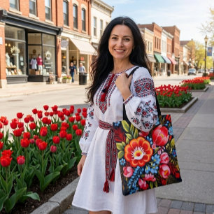 Tote Bag Art populaire traditionnel ukrainien de Petrikivka