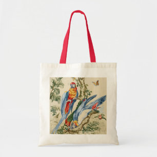 Tote Bag Art Tropical Antique de Perroquet et de Papillon d