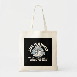 Tote Bag Art Vivant Fidèle - Teacup avec Croix et Dove
