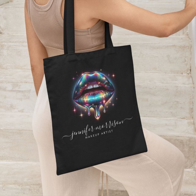 Tote Bag Artiste de maquillage des lèvres Holographiques, B (Créateur téléchargé)