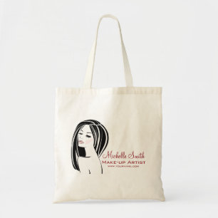 Tote Bag Artiste de maquillage moderne noir clair rose chic