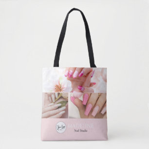 Tote Bag Artiste Ongles Rose Pâle Logo 3 Photos