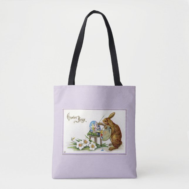 Tote Bag Artiste Pâques Bunny Lavender (Devant)