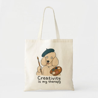 Tote Bag Artiste Poodle La créativité est ma thérapie