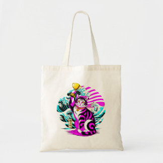 Tote Bag Artistic Victory Cat - Japanese Art Lover Gift