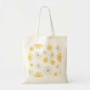 Tote Bag Artistic Watercolour Daisies Pattern