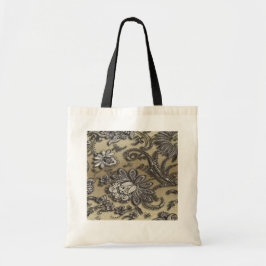 Tote Bag Artsy Embossée Fleurs Noir & Or