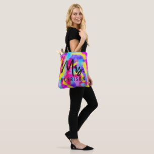 Tote Bag Artsy Modern Neon Couleur Arc-en-ciel coloré