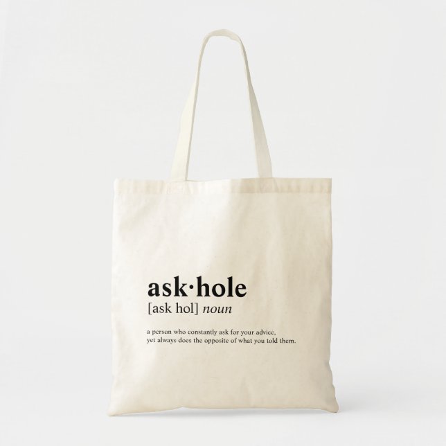 Tote Bag Askhole - signification de dictionnaire (Devant)