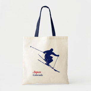 Tote Bag Aspen Blue Snow Skier