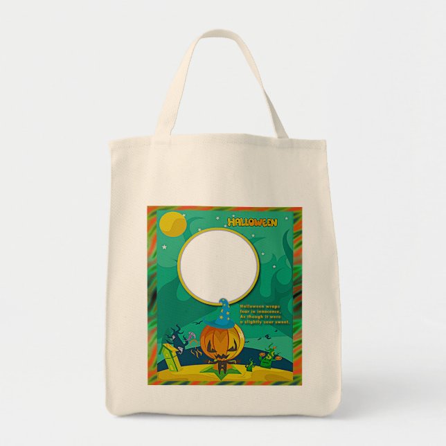 Tote Bag Assistant Halloween Jack o' Lantern Ajouter cadre  (Devant)