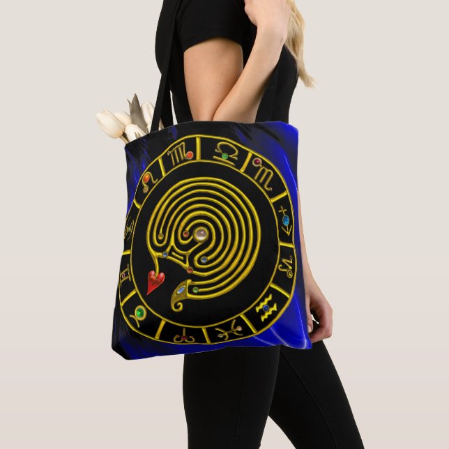 Tote Bag ASTRAL LABYRINTH GOLD ZODIAC CHART Astrologie (De près)