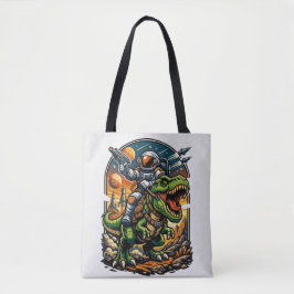 Tote Bag Astronaute chevauchant un T-Rex – Dinosaure spatia