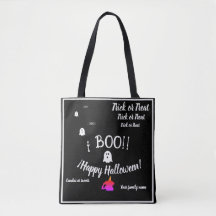 astuce ou régal, nom, halloween personnalisé, boo 