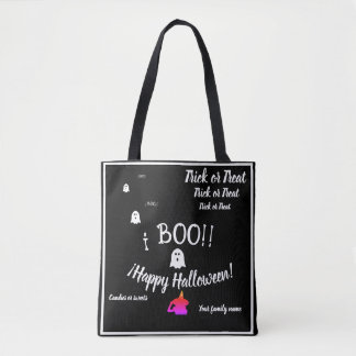 Tote Bag astuce ou régal, nom, halloween personnalisé, boo 