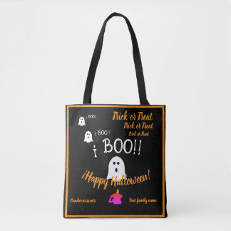 Tote Bag astuce ou régal, nom, halloween personnalisé, boo 