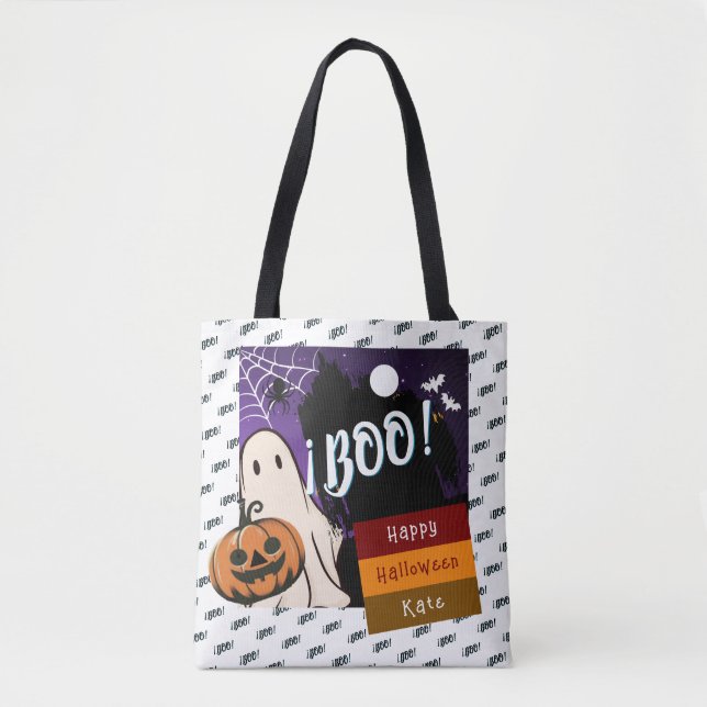 Tote Bag astuce ou traitement, nom persolescent halloween r (Devant)
