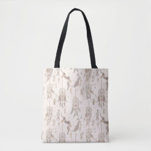 Tote Bag Attrape-rêves Éthéré Bohème Plumes Céleste