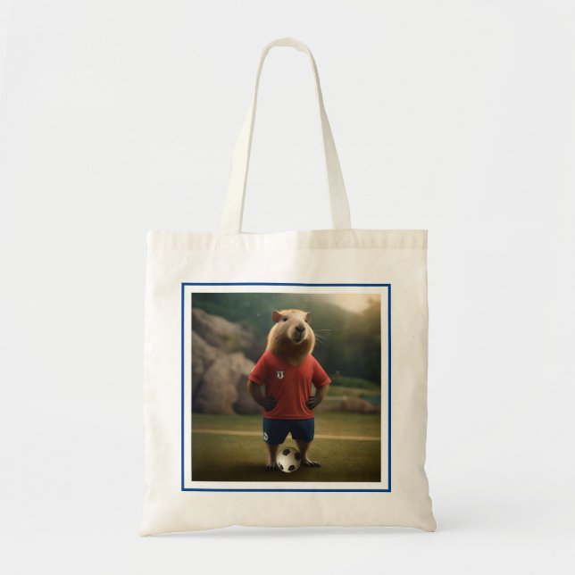 Tote Bag "Attrapeur de buts : Le Capybara Star du Football" (Devant)