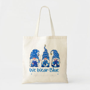 Tote Bag Attrapez Ce "Trois Gnomes tenant Blue Puzzle Autis