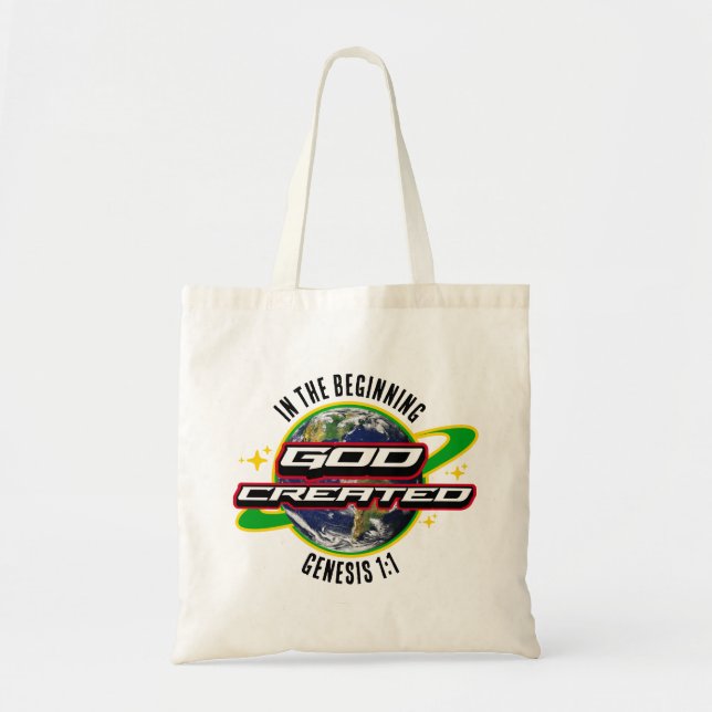 Tote Bag AU DÉBUT DIEU Jour des terres chrétien (Devant)