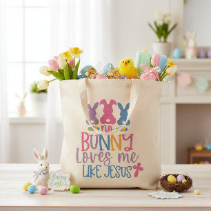 Tote Bag Aucun Lapin M'Aime Comme Jésus Chrétien Coloré