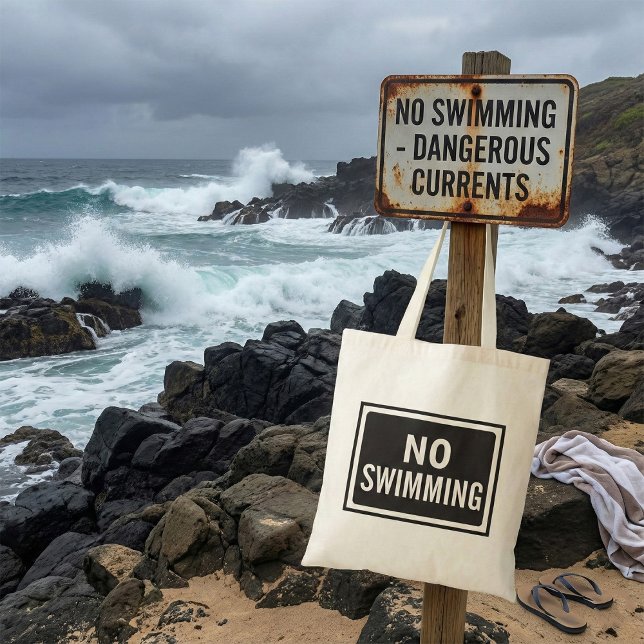 Tote Bag Aucun signe de natation Gras Noir et Blanc Avertis (Créateur téléchargé)