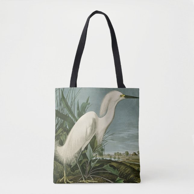 Tote Bag Audubon Héron de neige Oiseaux d'aigrettes blanche (Devant)