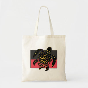 Tote Bag Australian Aboriginal Flag And Sea Turtle