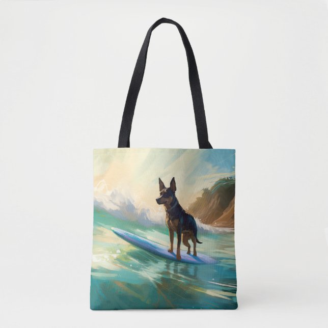 Tote Bag Australian Kelpie Beach Surf Paining (Devant)