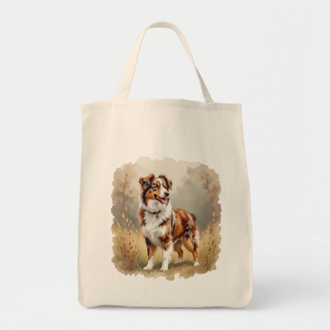 Tote Bag Australian Shepherd Dog Red Merle Aussie (Devant)