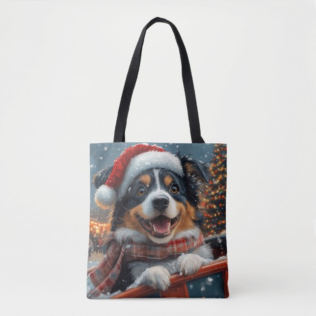 Tote Bag Australie Berger Dog Roller Dessous de verre Noël (Devant)
