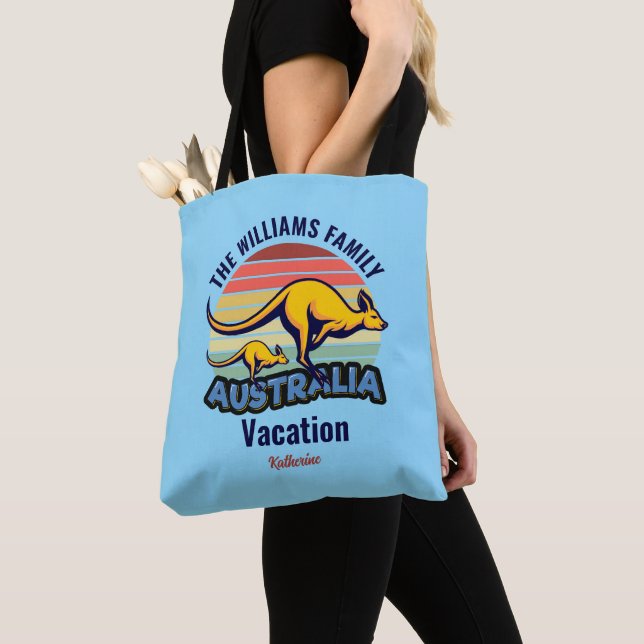 Tote Bag Australie Voyage Cute Kangaroo Coucher de soleil C (De près)