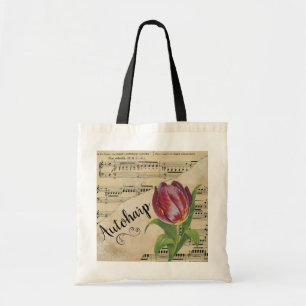 Tote Bag Autoharp Elegant Tulip Partition Vintage