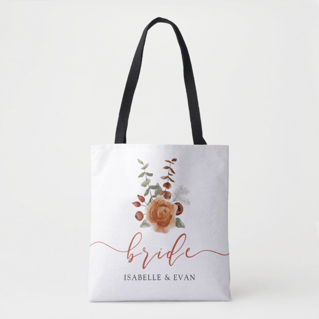 Tote Bag Automne Aquarelle Floral Bride Fourre-tout (Devant)