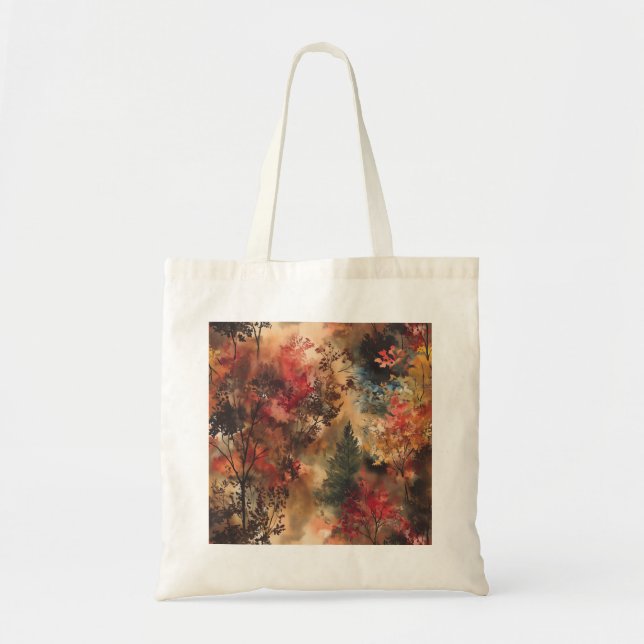 Tote Bag Automne Bois Aquarelle Fourre-tout (Devant)