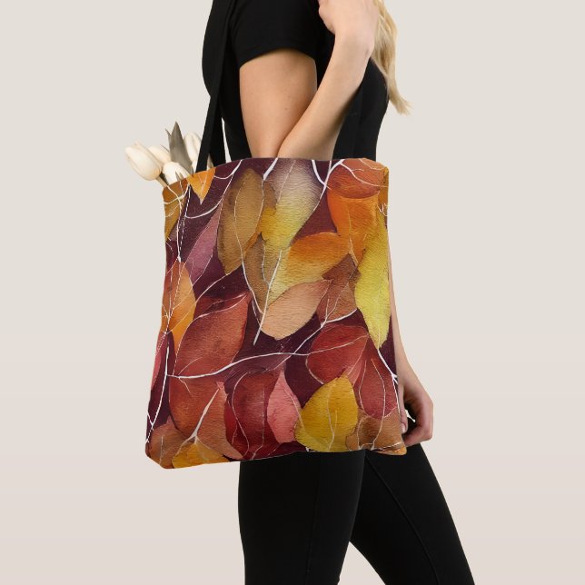 Tote Bag Automne Feuilles Motif (De près)
