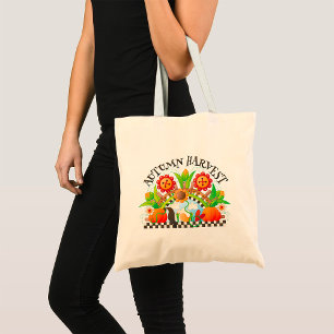 Tote Bag Automne Harvest Art folklorique Citrouille et tour