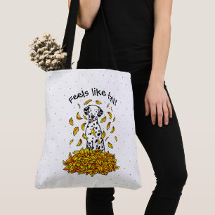 Tote Bag Automne laisse Dalmatie (noir 1) Chien Jouer amusa