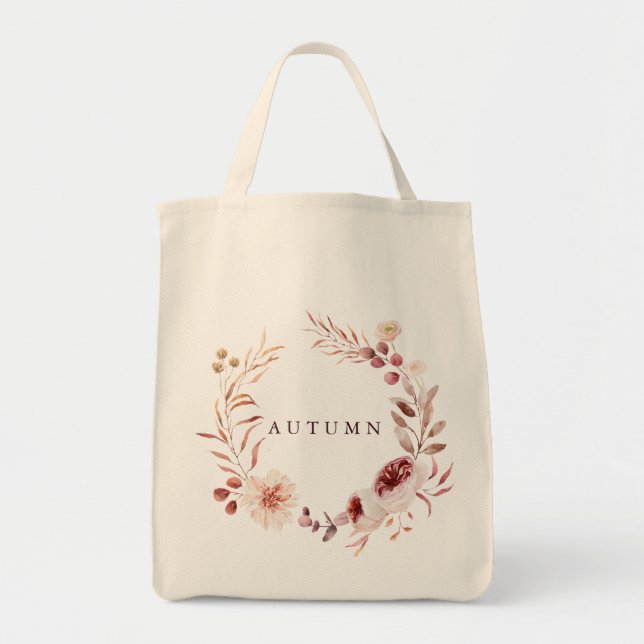 Tote Bag Automne Romance Floral Wreath Personnaliser l'épic (Devant)