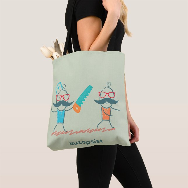 Tote Bag Autopsist Médicale Humour with Mustache Characters (Créateur téléchargé)
