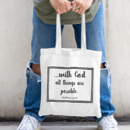 Tote Bag Avec Dieu Toutes Les Choses Sont Possibles Matthie