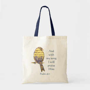 Tote Bag Avec ma chanson I félicitez-le oiseau d'écriture