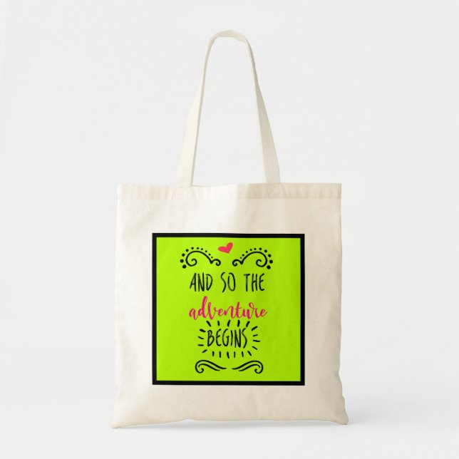 Tote Bag Aventure cool Dit Avec La Typographie Du Courlis. (Devant)